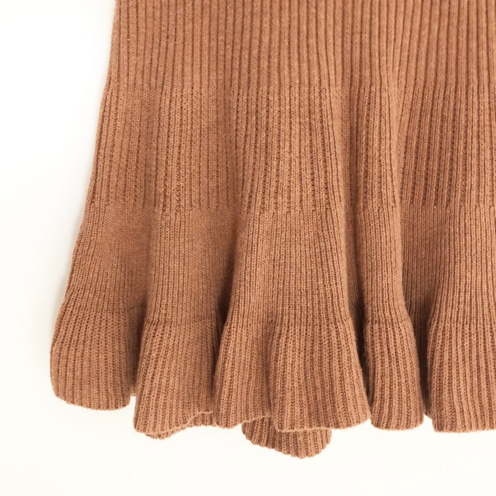 Free People Ribbed Knit Ruffle Mini Skirt in Cocoa - Picture 7 of 12